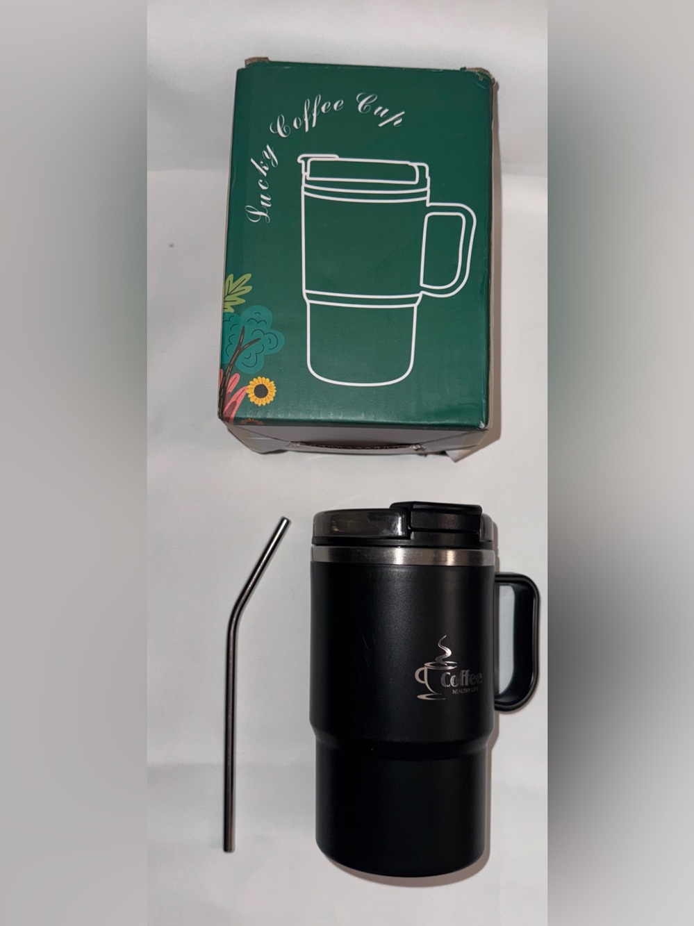 Portable Travel Coffee/Tea Mug with Straw/Spoon/Tea Strainer, New
